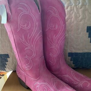 Roper Pink Embroidered Heeled Boots